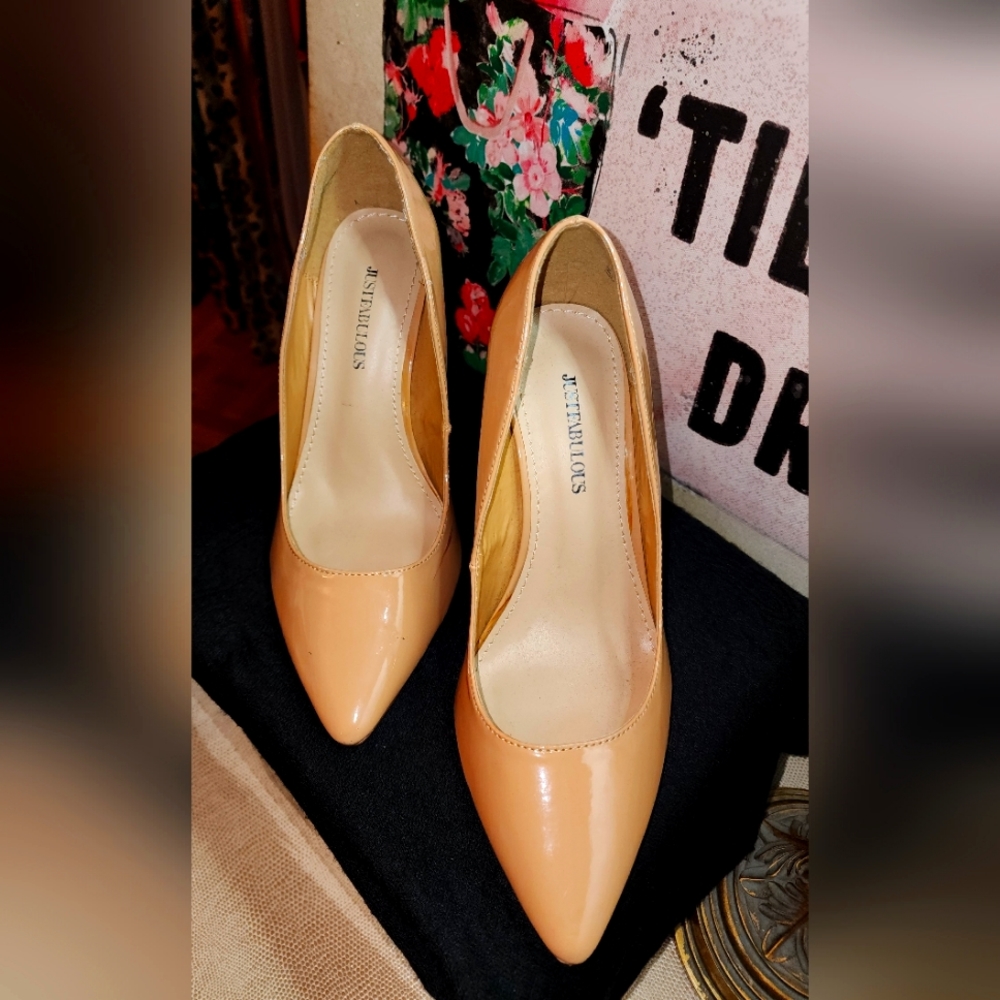 Tan color ladies high heel shoes size 10 by JUST FAB